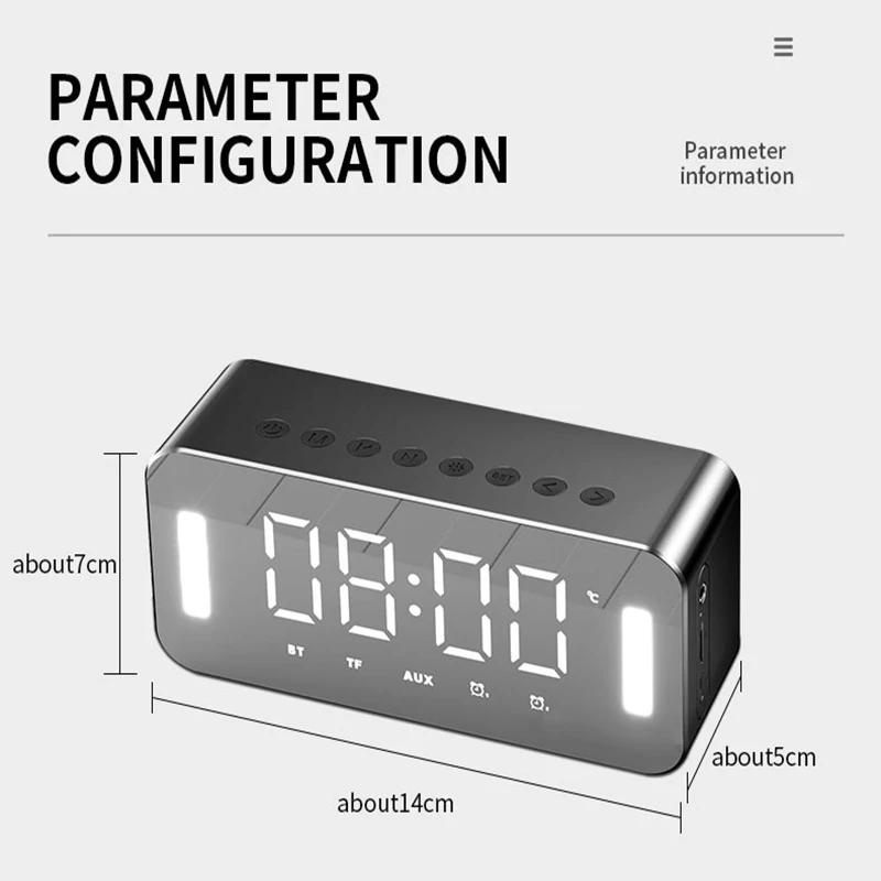 LED Digital Clocks Wireless Bluetooth5.0 Speaker Portable Bass Large Capacity Speaker AUX TF USB Radio Home Subwoofer Sound Box
LED Digital Clocks Wireless Bluetooth5.0 Speaker Portable Bass Large Capacity Speaker AUX TF USB Radio Home Subwoofer Sound Box
