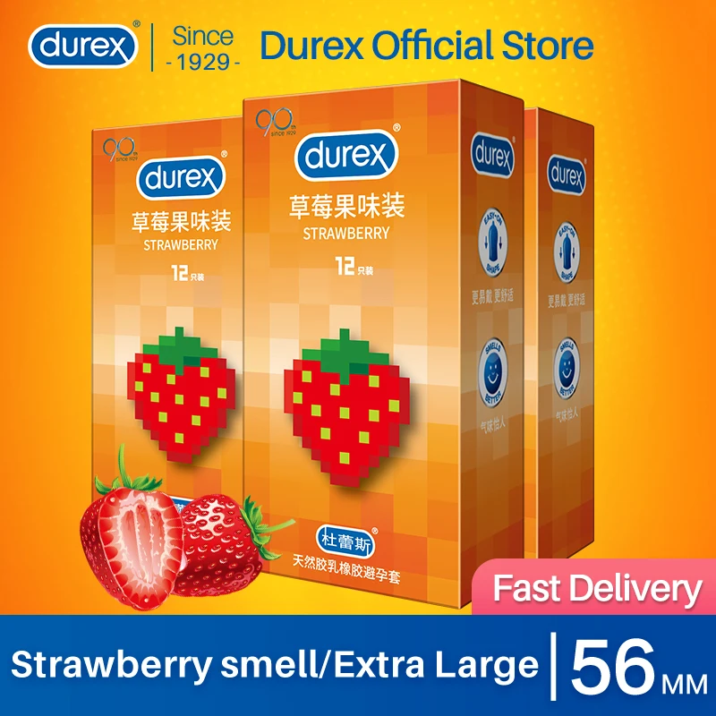 Презервативы Durex 56 мм Клубника Большой Размеры XXL Экстра смазочный гладкая