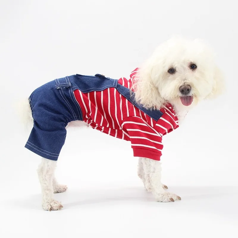 Dog Denim Jumpsuit Pet Clothes Overall 2020 New High Elasticity College Style For Fat Dogs Striped Clothing in Autumn Winter
Dog Denim Jumpsuit Pet Clothes Overall 2020 New High Elasticity College Style For Fat Dogs Striped Clothing in Autumn Winter