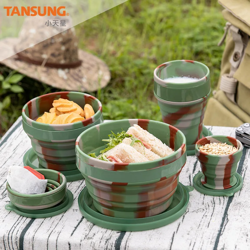 Portable Outdoor Folding Cup Bowl Food Grade Silicone Folding Bowl With Lid Travel Silicone Bowl
Portable Outdoor Folding Cup Bowl Food Grade Silicone Folding Bowl With Lid Travel Silicone Bowl