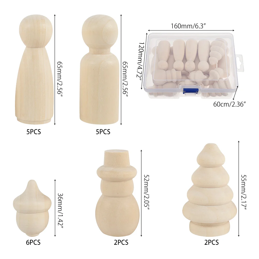 20PCS Unfinished Wooden DIY Color Painting Peg Dolls Male Female Doll Pine Snowman Acorn DIY Christmas Decor
20PCS Unfinished Wooden DIY Color Painting Peg Dolls Male Female Doll Pine Snowman Acorn DIY Christmas Decor