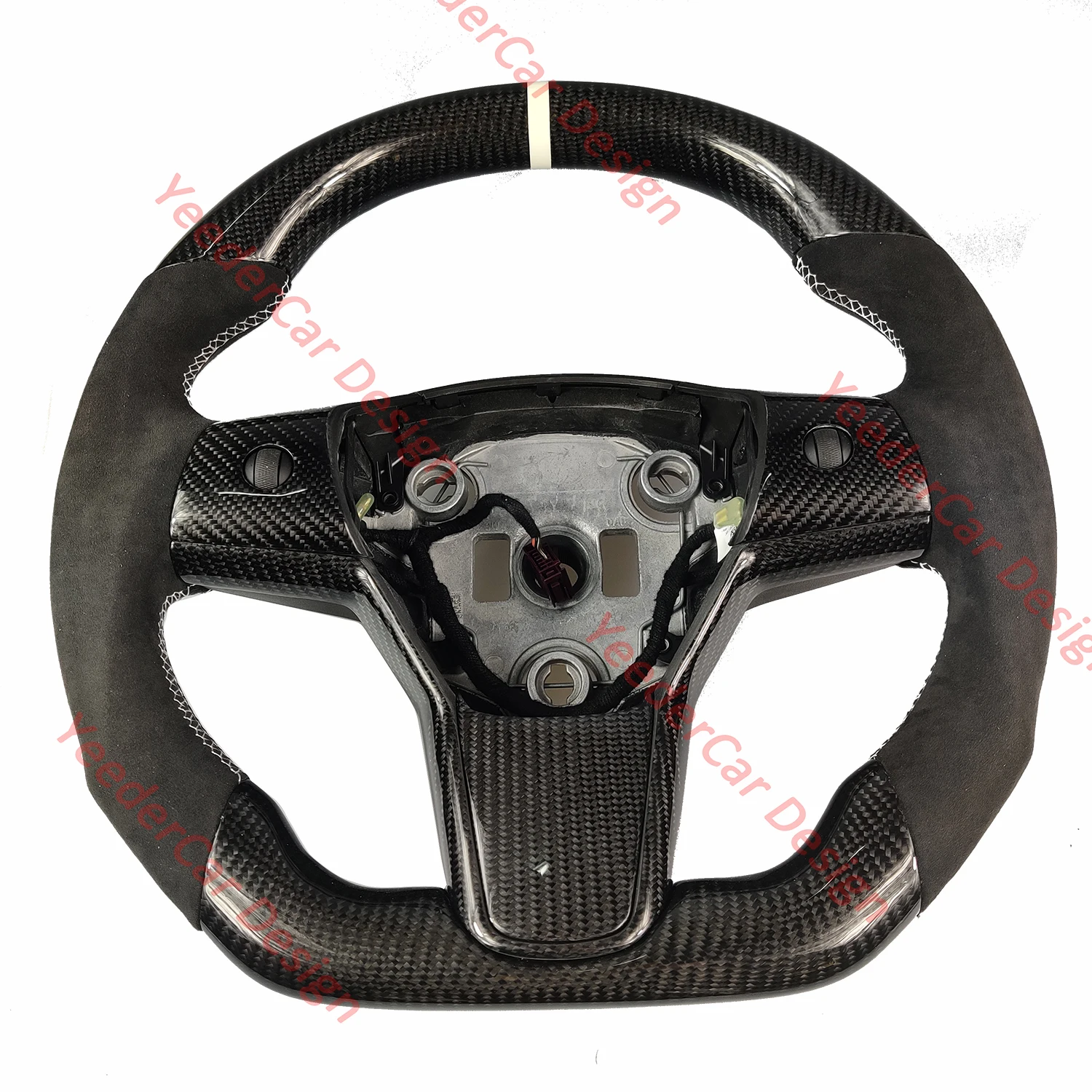 

YeedereCar Cuatomized Carbon Fiber Steering Wheel Alcantara Leather Replacement For Tesla Model 3 2017 2018 2019 2020Model Y