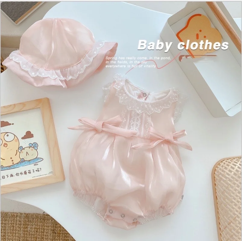 Baby Short-sleeved Romper Romper Children's Summer Thin Princess Fashion Breathable Lace Girl Clothes Hat Two-piece ML172 XB61
Baby Short-sleeved Romper Romper Children's Summer Thin Princess Fashion Breathable Lace Girl Clothes Hat Two-piece ML172 XB61