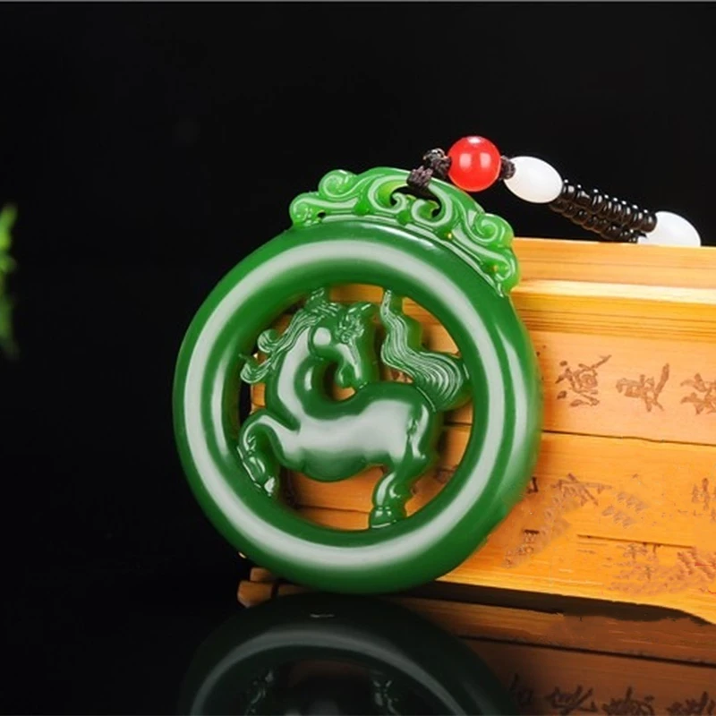 Natural Chinese Green Hand-carved Zodiac Horse Jade Pendant Fashion Boutique Jewelry Men and Women Necklace Gift
Natural Chinese Green Hand-carved Zodiac Horse Jade Pendant Fashion Boutique Jewelry Men and Women Necklace Gift