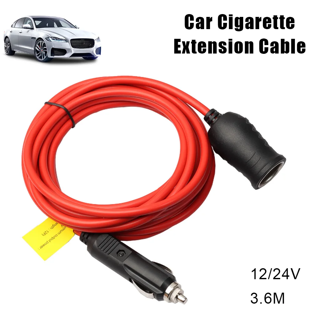 

Automotive Charger Cable With 15A Fuse 12V/24V Female Socket Plug Car Cigarette Lighter Extension Cord 3.6M
