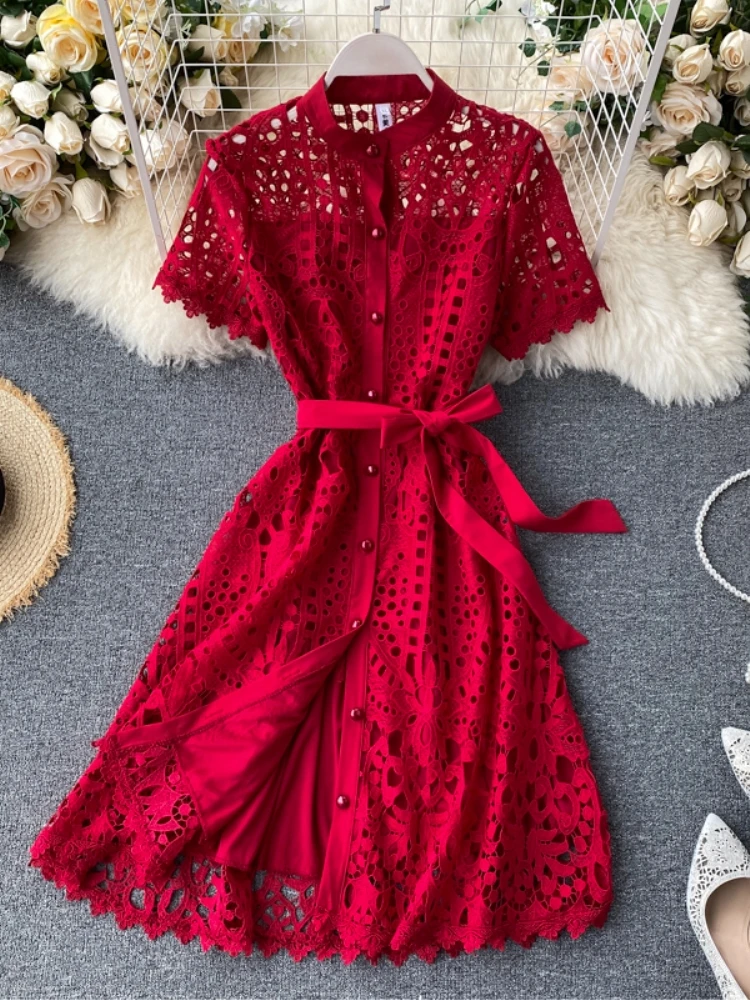 dress summer 2021 clothes french party dress elegant hollow out lace short sleeve red lace up short prom dress vestido feminino
dress summer 2021 clothes french party dress elegant hollow out lace short sleeve red lace up short prom dress vestido feminino
