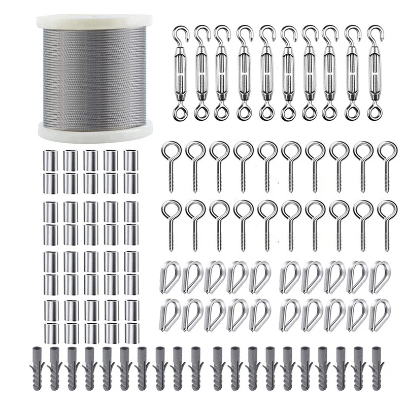 Garden Wire/Cable Railing/Wire Fence Roll Kit,200FT Heavy Duty Stainless Steel Cable Rope,Lag Screw Eye Screw
Garden Wire/Cable Railing/Wire Fence Roll Kit,200FT Heavy Duty Stainless Steel Cable Rope,Lag Screw Eye Screw