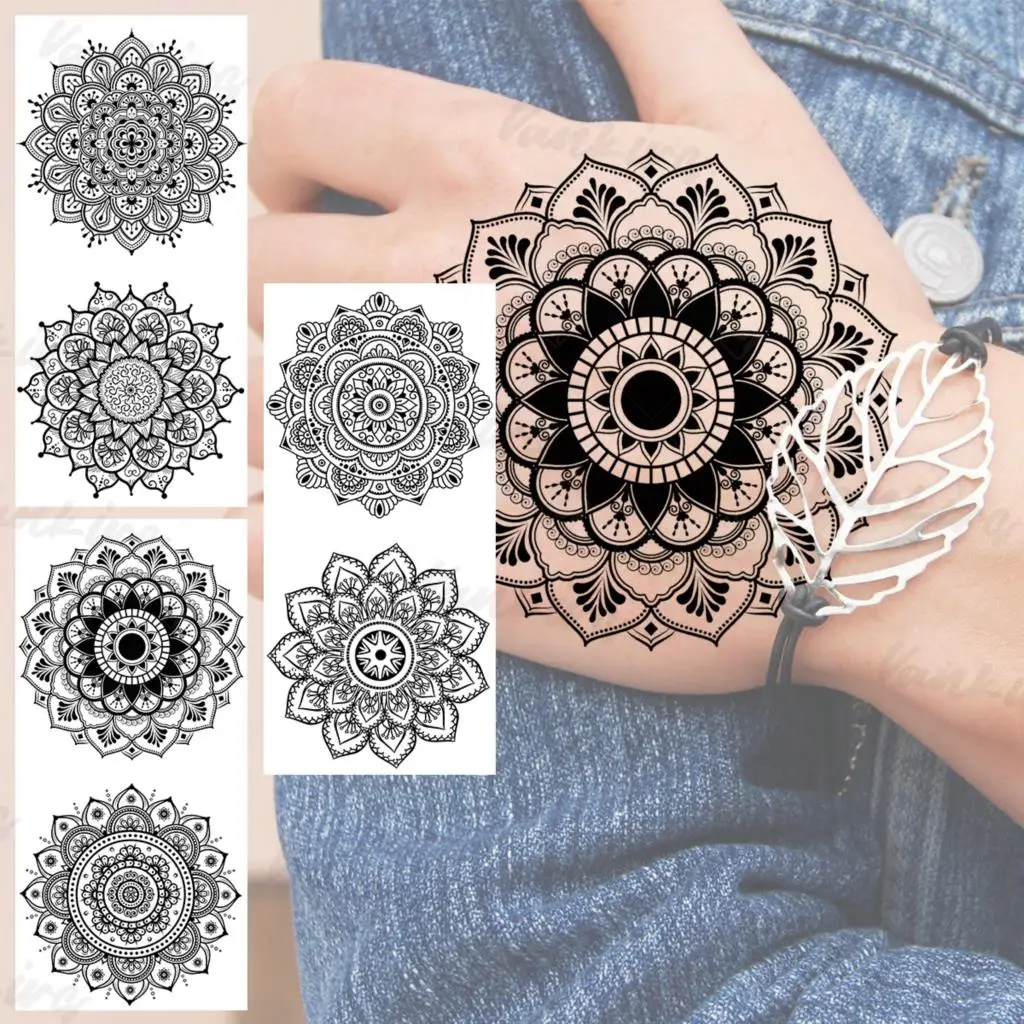 Sexy Black Mandala Temporary Tattoos For Women Men Realistic Geometric Flower Fake Tattoo Sticker Hand Body Sexy Tatoos Creative
Sexy Black Mandala Temporary Tattoos For Women Men Realistic Geometric Flower Fake Tattoo Sticker Hand Body Sexy Tatoos Creative