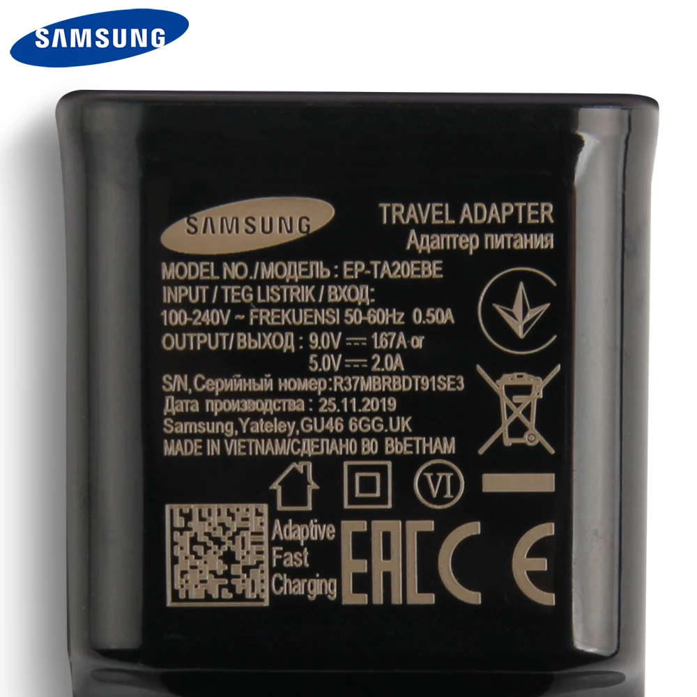 Оригинальное зарядное устройство 9 В 2 А для Samsung Galaxy Note 10 S10 S8 G9500 S9 G9600 Plus + A8s Note8 Type-C