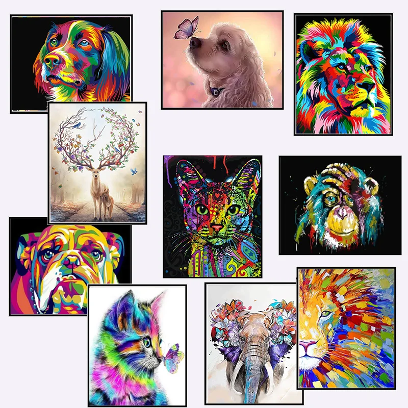 HOT Frame Dazzling Animals DIY Oil Painting By Numbers Wall Art Canvas Animals Picture DIY Drawing Painting For H 
HOT Frame Dazzling Animals DIY Oil Painting By Numbers Wall Art Canvas Animals Picture DIY Drawing Painting For H