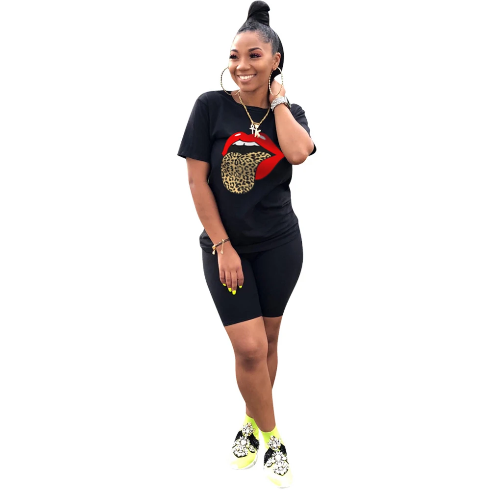 Summer 2021 New Casual Women Shorts Set Stretch Bodycon Leopard Tongue Lips Print Patchwork Black Cute Tracksuit Set
Summer 2021 New Casual Women Shorts Set Stretch Bodycon Leopard Tongue Lips Print Patchwork Black Cute Tracksuit Set