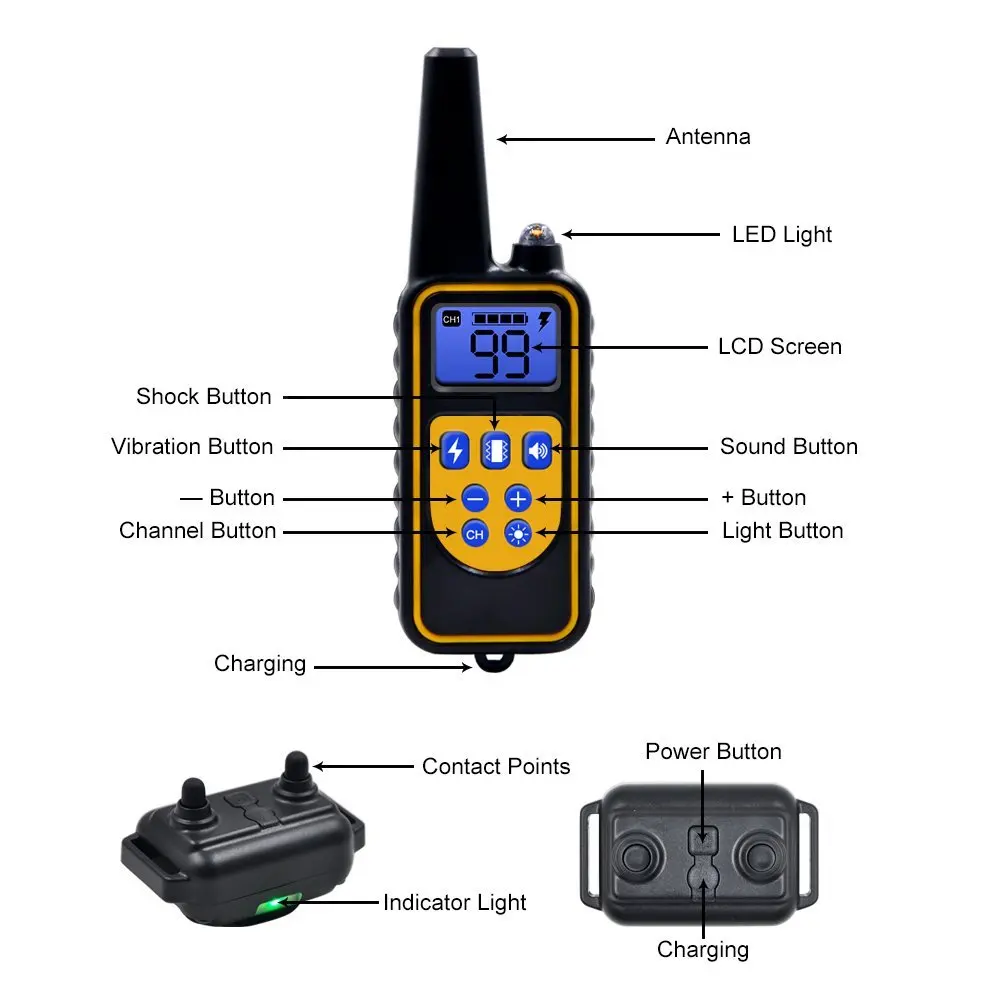 Electric Dog Training Collar 800m Pet Remote Control Waterproof Rechargeable with LCD Display for All Size Bark Stop DOG Collar
Electric Dog Training Collar 800m Pet Remote Control Waterproof Rechargeable with LCD Display for All Size Bark Stop DOG Collar