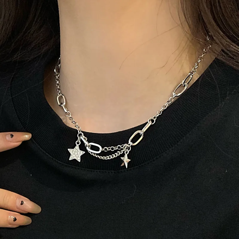 Women Necklace Street Hip Hop 925 Silver Necklaces Micro Diamond Stars Pendant Neck Chains Exquisite Jewelry Girl Clavicle Chain
Women Necklace Street Hip Hop 925 Silver Necklaces Micro Diamond Stars Pendant Neck Chains Exquisite Jewelry Girl Clavicle Chain