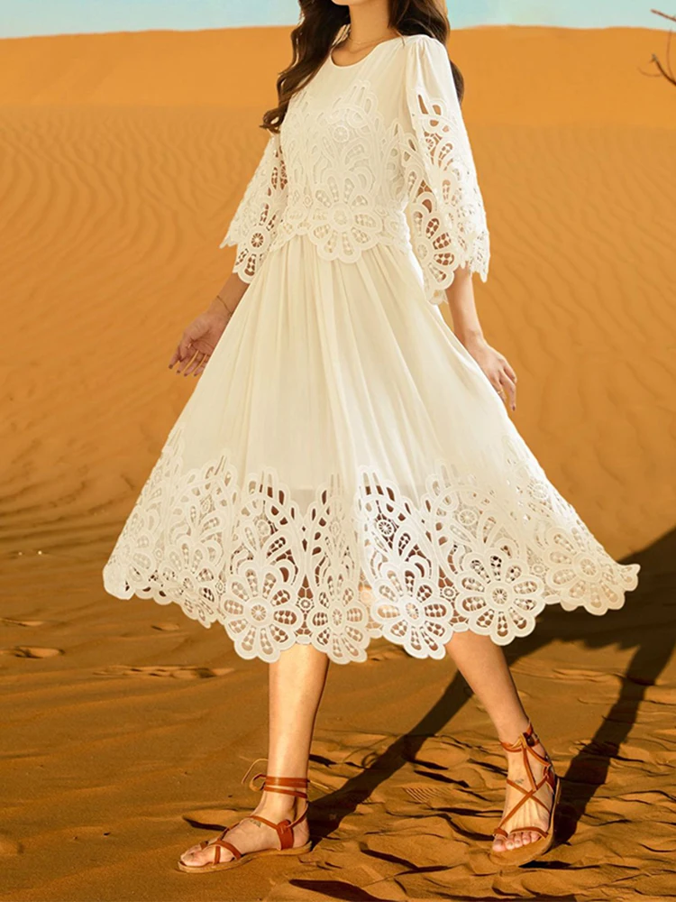 2022 Spring Summer Fashion Designer Dress Women White Hollow Out Embroidery Sexy Sweet Elegant Office Lady Dresses
2022 Spring Summer Fashion Designer Dress Women White Hollow Out Embroidery Sexy Sweet Elegant Office Lady Dresses