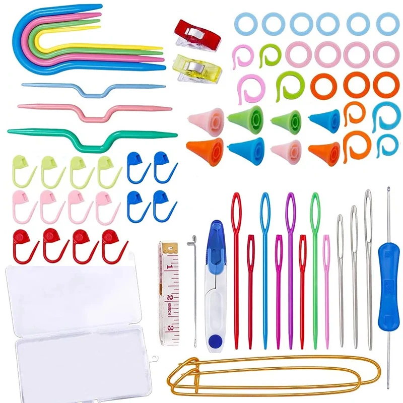 KAOBUY 91 Pcs Knitting Crochet Accessories With Knitting Stitch Markers Plastic Sewing Needles Cable Needles For Knitting 
KAOBUY 91 Pcs Knitting Crochet Accessories With Knitting Stitch Markers Plastic Sewing Needles Cable Needles For Knitting