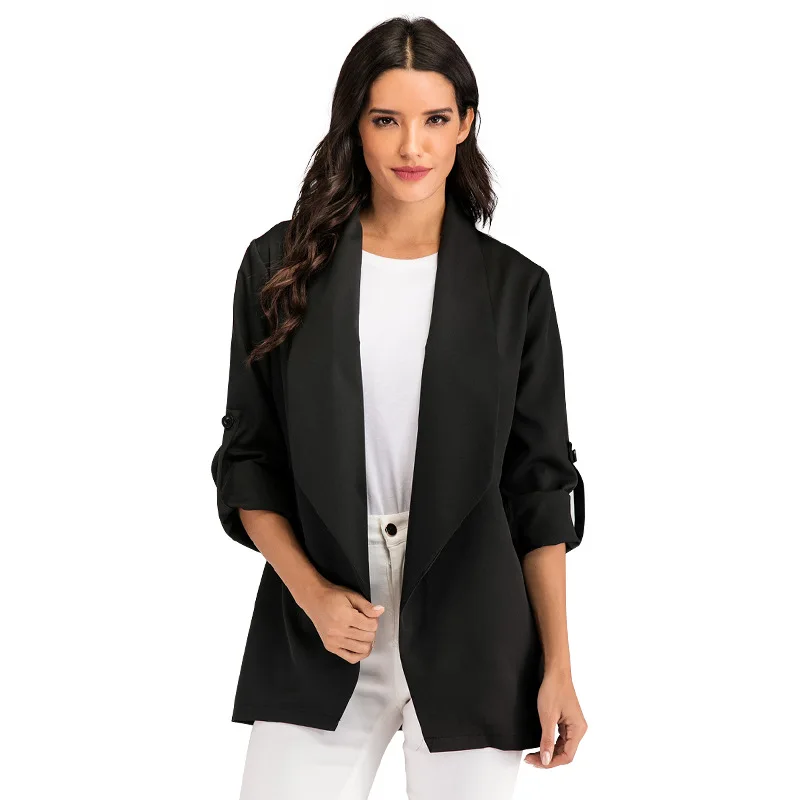 2021 European and American new women's suits solid color long-sleeved loose straight all-match jacket
2021 European and American new women's suits solid color long-sleeved loose straight all-match jacket
