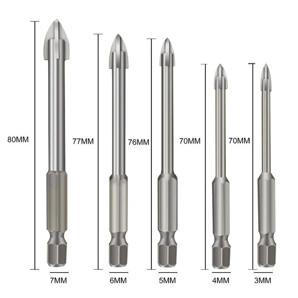 5Pcs Efficient Universal Drilling Tool Multifunctional Cross Alloy Drill Bits For Electric Bench Drill Ceramic Wall Tile Power
5Pcs Efficient Universal Drilling Tool Multifunctional Cross Alloy Drill Bits For Electric Bench Drill Ceramic Wall Tile Power