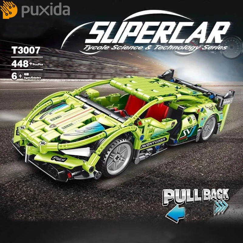 Модель спортивного автомобиля Puxida Green T3007, технические детали, 448 шт., детали для сборки деталей, модель автомобиля, украшение 
Модель спортивного автомобиля Puxida Green T3007, технические детали, 448 шт., детали для сборки деталей, модель автомобиля, украшение