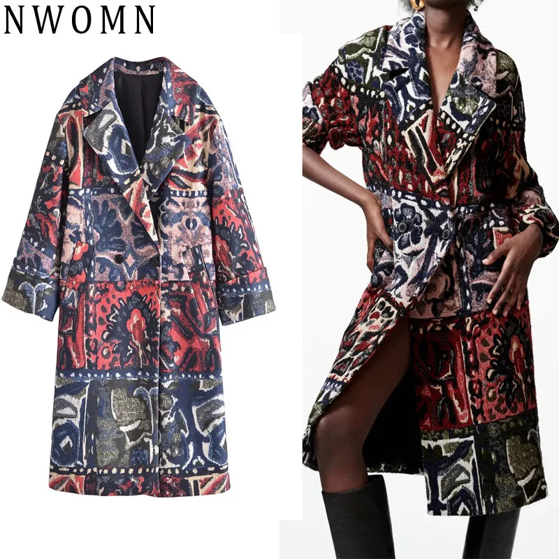 NWOMN Za Women Coat 2021 Winter Vintage Jacquard Long Coats Woman Autumn Warm Long Sleeve Double Breasted Oversize Coat Female
NWOMN Za Women Coat 2021 Winter Vintage Jacquard Long Coats Woman Autumn Warm Long Sleeve Double Breasted Oversize Coat Female