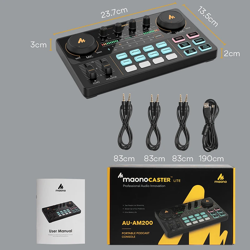 AM200 Microphone Mixer Digital Audio Interface Podcast Sound Card Rechargeable Podcaster for Phone Computer PC Sound Card 
AM200 Microphone Mixer Digital Audio Interface Podcast Sound Card Rechargeable Podcaster for Phone Computer PC Sound Card