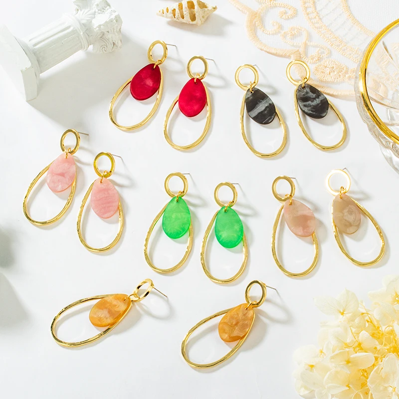 

POXAM Korean Acrylic Statement Earrings for Women Vintage Geometric Dangle Drop Earings 2020 Female Fashion Wedding jewelry