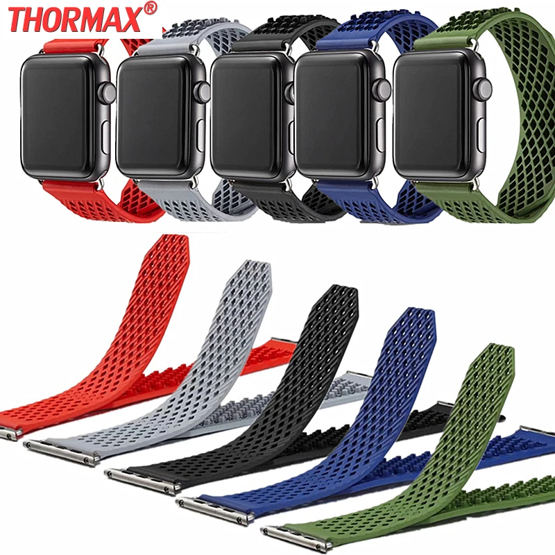 Ремешок силиконовый для Apple Watch band 5/4 40 мм 44 Series 3/2/1 38/42 без пряжки|Ремешки часов| |