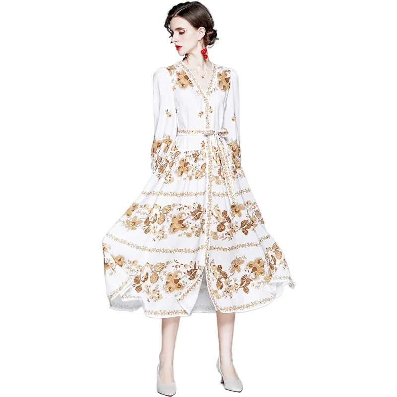 Simgent Print Blouse Dress Women Lantern Sleeve A Line Deep V-Neck Flared Dress Midi Long Woman Clothes Vestidos Jurken SG08162
Simgent Print Blouse Dress Women Lantern Sleeve A Line Deep V-Neck Flared Dress Midi Long Woman Clothes Vestidos Jurken SG08162