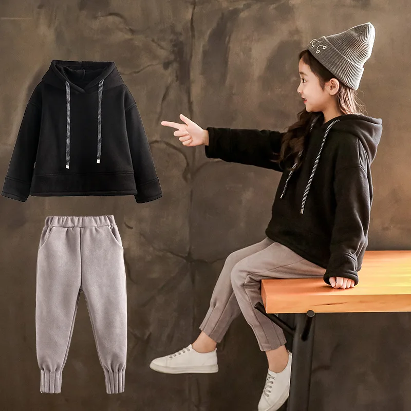 New Cheap Winter Spring Autumn Sweater Pants Warm Kids Girl Sets Suits Sports Thicken Plus Velvet Outfits Black Teens Children 
New Cheap Winter Spring Autumn Sweater Pants Warm Kids Girl Sets Suits Sports Thicken Plus Velvet Outfits Black Teens Children