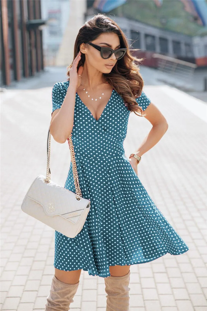 Printed Dots Women Summer V-neck Dress Sexy Women High Street Dress Casual Holiday Dress Drop Shipping
Printed Dots Women Summer V-neck Dress Sexy Women High Street Dress Casual Holiday Dress Drop Shipping