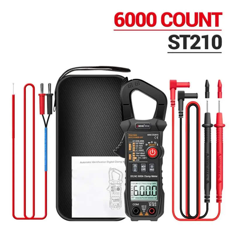 ST210 Digital Multimeter Clamp Meter AC/DC Current Clamp Auto Ranging Volt Ohm Resistance Capacitance True RMS Ampere Meter
ST210 Digital Multimeter Clamp Meter AC/DC Current Clamp Auto Ranging Volt Ohm Resistance Capacitance True RMS Ampere Meter