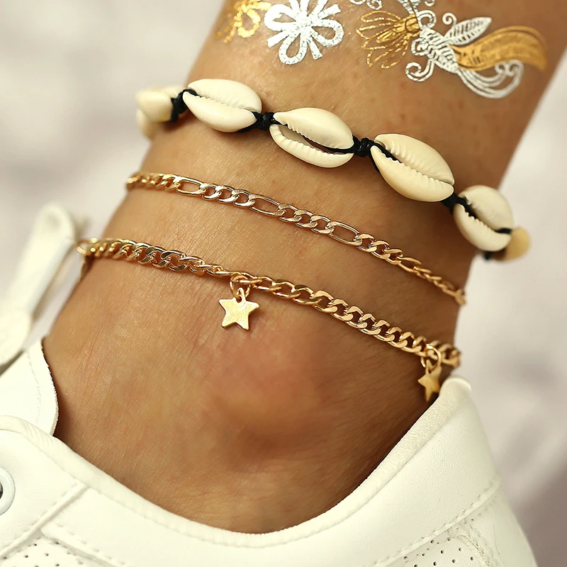 Vintage Bohemian Shell Pendant Anklet Set for Women Statement Jewelry Fashion Gold Color Metal Bracelet Foot Leg Jewelry 2021
Vintage Bohemian Shell Pendant Anklet Set for Women Statement Jewelry Fashion Gold Color Metal Bracelet Foot Leg Jewelry 2021