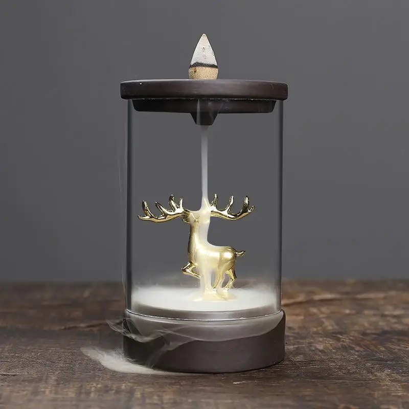 Smoke Waterfall Incense Sticks Holder 20 Pcs Cones Elk Backflow Incense Burner With Glass Cover Home Decor Porcelain Censer
Smoke Waterfall Incense Sticks Holder 20 Pcs Cones Elk Backflow Incense Burner With Glass Cover Home Decor Porcelain Censer
