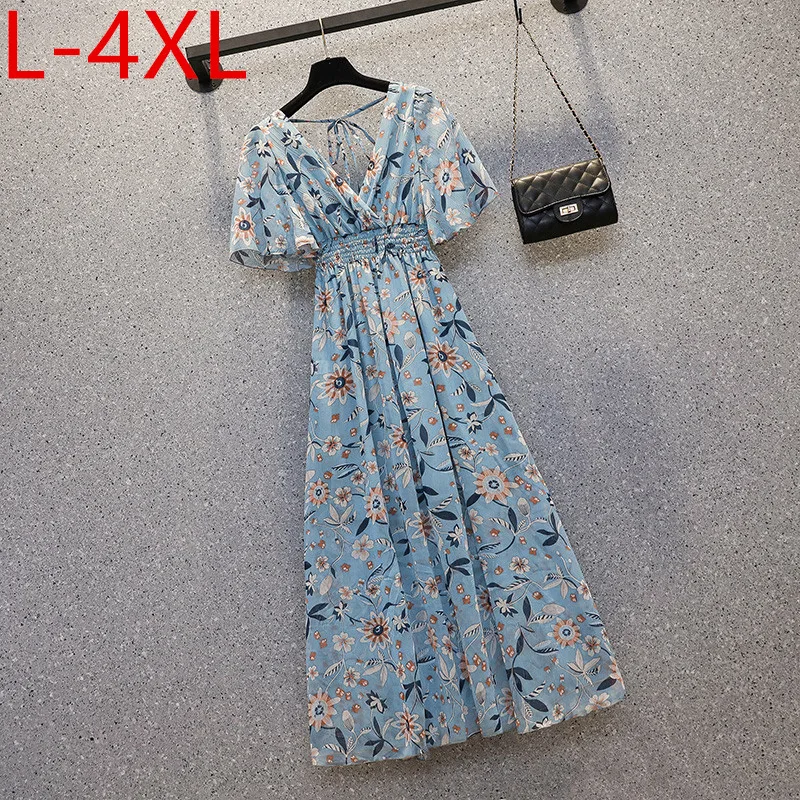 Fit Weight 50-100kg Plus Size Dress For Women 2021 New Summer V-Neck Floral Print Elastic Waist Chiffon Dresses L XL 2XL 3XL 4XL
Fit Weight 50-100kg Plus Size Dress For Women 2021 New Summer V-Neck Floral Print Elastic Waist Chiffon Dresses L XL 2XL 3XL 4XL
