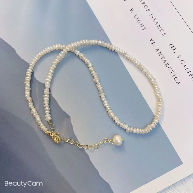 

Minar Dainty Natural Freshwater Pearl Choker Necklace for Women Elegant Irregular Baroque Pearls Beaded Necklaces Accessories