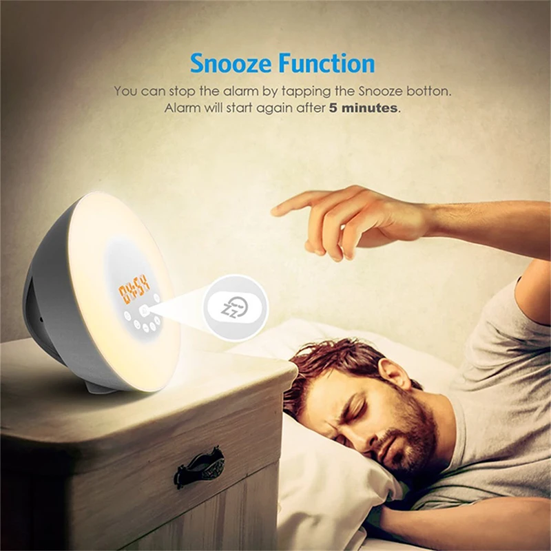 QMJHVX Sunrise Sunset Alarm Clock Luminous Digital Clock With FM Radio 7 Colors Changing Night Light Touch Control Snooze Clocks
QMJHVX Sunrise Sunset Alarm Clock Luminous Digital Clock With FM Radio 7 Colors Changing Night Light Touch Control Snooze Clocks