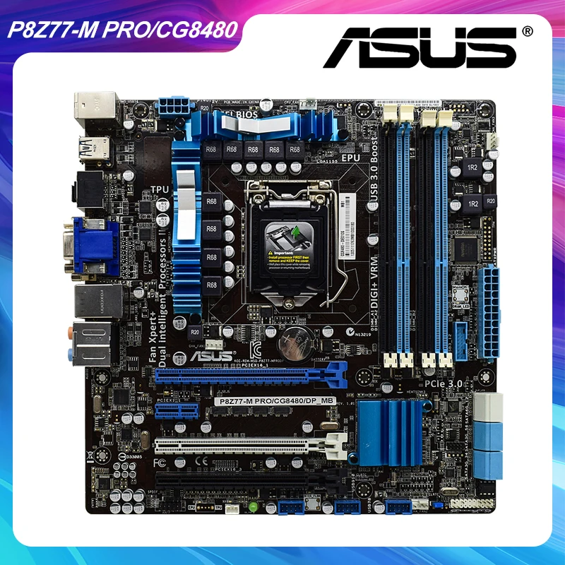 ASUS P8Z77-M PRO/CG8480/MB_DP LGA 1155 Intel Z77 Desktop PC Motherboard DDR3 Core i3 i5 i7 Cpus VGA DVI SATA3 USB3.0 PCI-E 3.0
ASUS P8Z77-M PRO/CG8480/MB_DP LGA 1155 Intel Z77 Desktop PC Motherboard DDR3 Core i3 i5 i7 Cpus VGA DVI SATA3 USB3.0 PCI-E 3.0