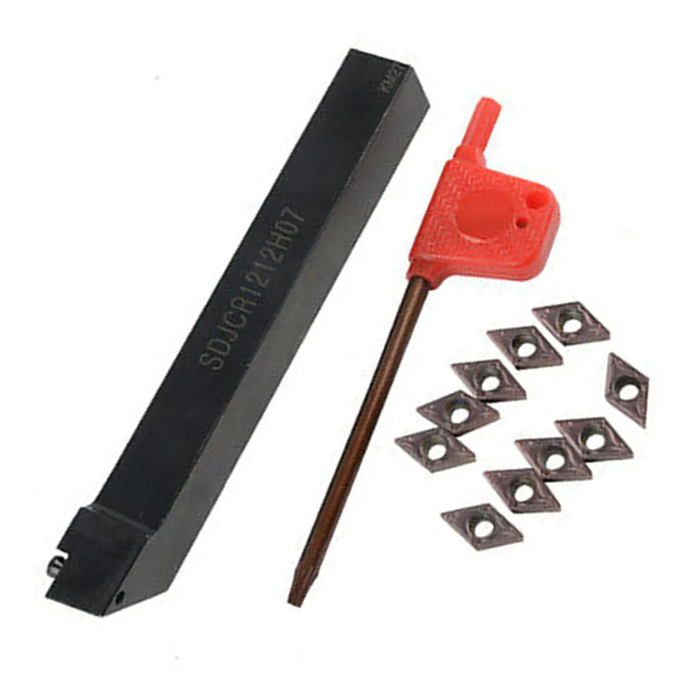 SDJCR1212H07 Lathe Turning Tool Holder Boring Bar +10X DCMT0702 Carbide Inserts Blade Wrench For Semi-Finishing And Finishing
SDJCR1212H07 Lathe Turning Tool Holder Boring Bar +10X DCMT0702 Carbide Inserts Blade Wrench For Semi-Finishing And Finishing