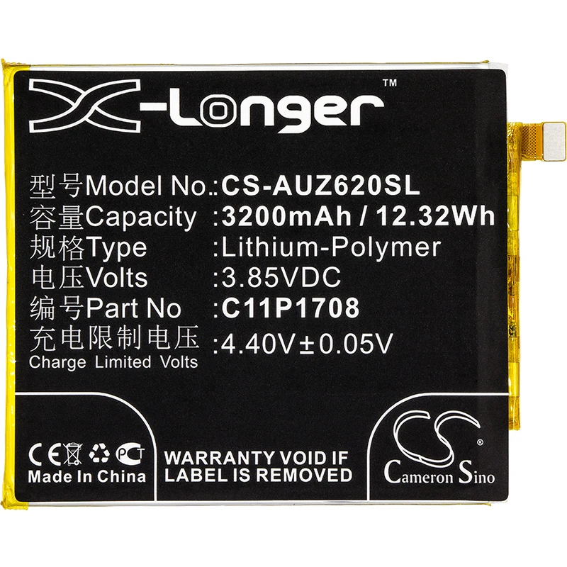 

Cameron Sino 3200mAh Battery for Asus ZE620KL,ZenFone 5 2018,ZenFone 5 2018 Dual SIM,0B200-02890100 C11P1708 (1ICP4/66/75)