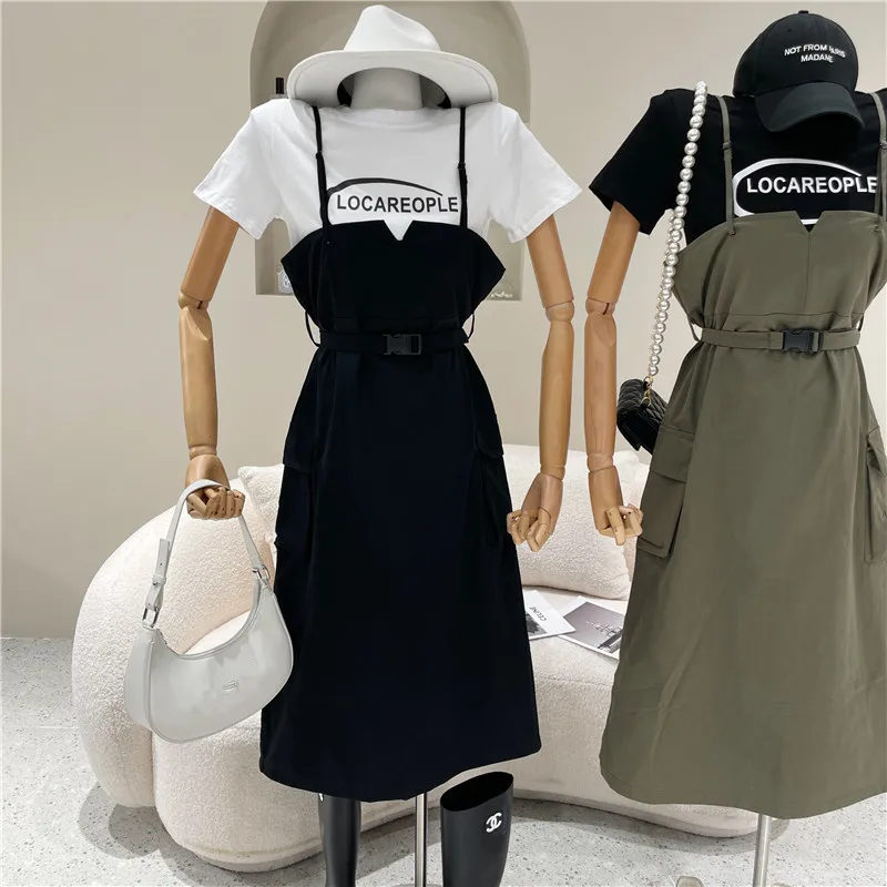 NewWomen's clothing Spring Summer 2021 Fashion Loose short sleeve T-shirt Versatile sling Dress Set
NewWomen's clothing Spring Summer 2021 Fashion Loose short sleeve T-shirt Versatile sling Dress Set