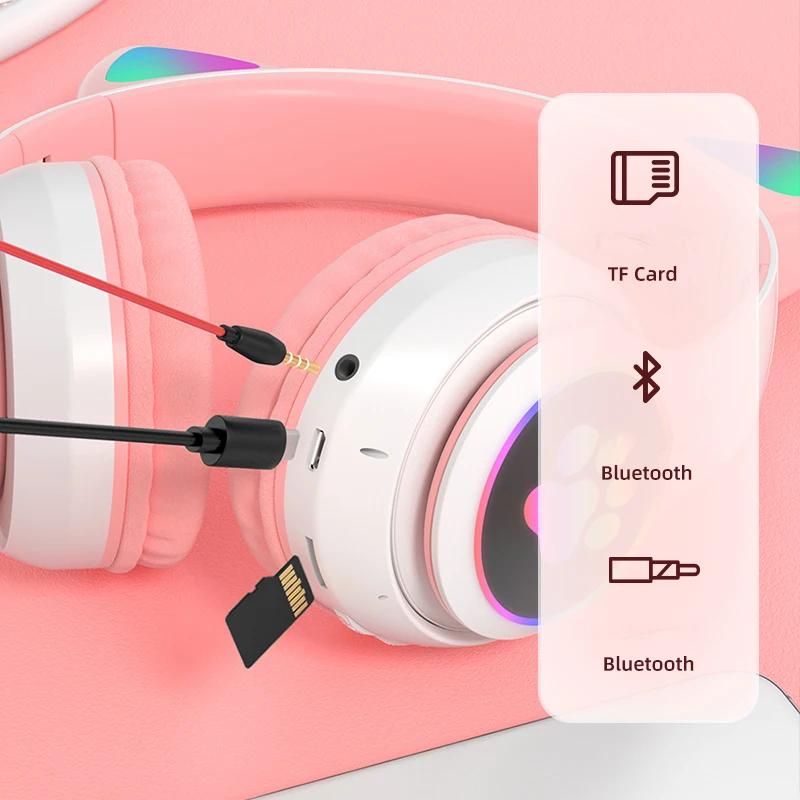 Bluetooth Earphones 5.0 wireless wired headphones and microphone LED Flash Light Cute Cat Ear Kids Stereo Music Helmet Headset
Bluetooth Earphones 5.0 wireless wired headphones and microphone LED Flash Light Cute Cat Ear Kids Stereo Music Helmet Headset