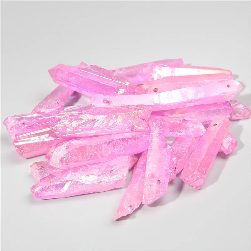 10 шт. розовые натуральные кристаллы druzy Кварцевая палочка ожерелье подвески