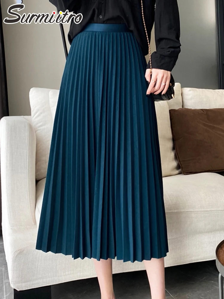 SURMIITRO 2022 Spring Fashion Midi Long Pleated Skirt Women Korean Style Mid-Length High Waist A Line Skirt Female
SURMIITRO 2022 Spring Fashion Midi Long Pleated Skirt Women Korean Style Mid-Length High Waist A Line Skirt Female