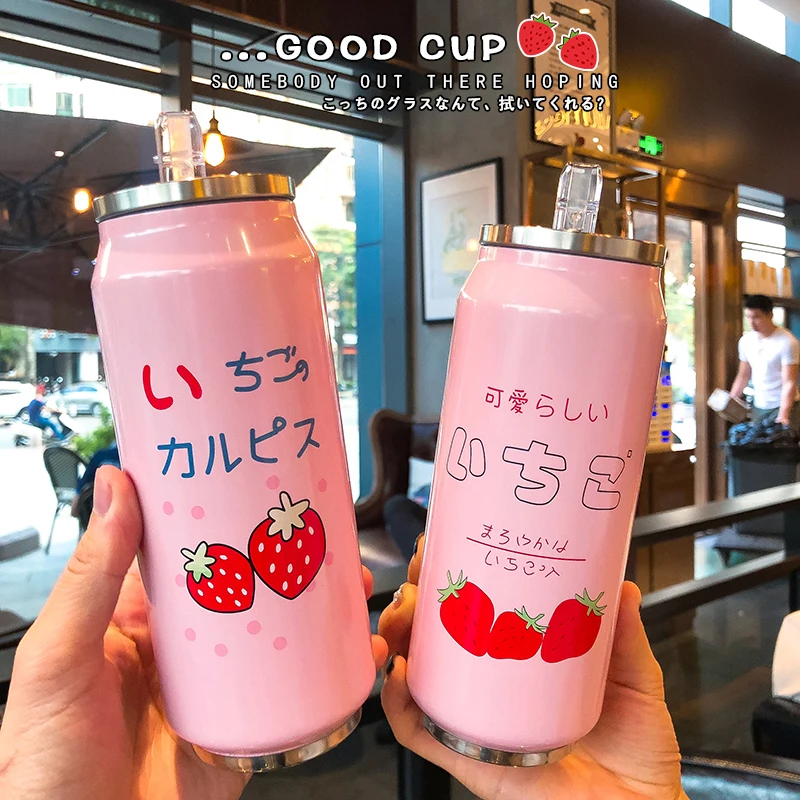 500ml Cute Strawberry Can Cup Stainless Steel Vacuum Flask Portable Girl Fashion Water Bottle with Straw Travel Coffee Juice Cup
500ml Cute Strawberry Can Cup Stainless Steel Vacuum Flask Portable Girl Fashion Water Bottle with Straw Travel Coffee Juice Cup