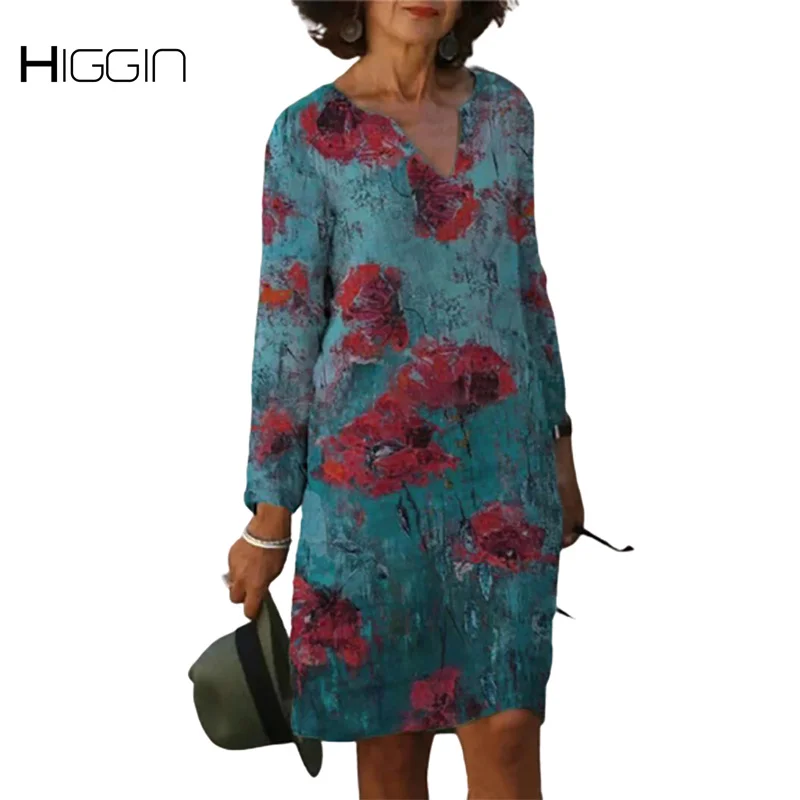New Autumn Women Clothes Floral Print Long Sleeve V-Neck Dress Fashion Casual Femme Mid Dress Vintage Loose Dresses Vestidos
New Autumn Women Clothes Floral Print Long Sleeve V-Neck Dress Fashion Casual Femme Mid Dress Vintage Loose Dresses Vestidos