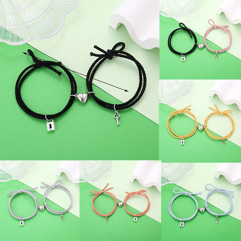 Magnet Couple Bracelets For Lovers Lock Heart Magnetic Bracelet For Women Men Braided Rope Wrist chain Minimalist Jewelry Gift
Magnet Couple Bracelets For Lovers Lock Heart Magnetic Bracelet For Women Men Braided Rope Wrist chain Minimalist Jewelry Gift