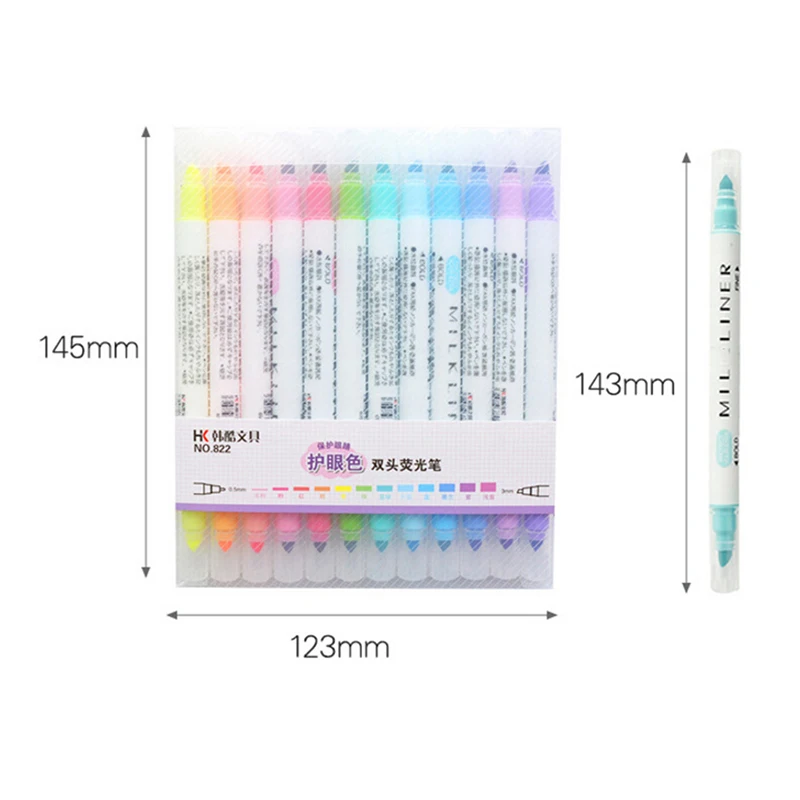 Double Headed Fluorescent Pen Cute Art Highlighter Drawing Soft Writing Headed Mark Pen Stationery Colorful 12 Pcs/set
Double Headed Fluorescent Pen Cute Art Highlighter Drawing Soft Writing Headed Mark Pen Stationery Colorful 12 Pcs/set