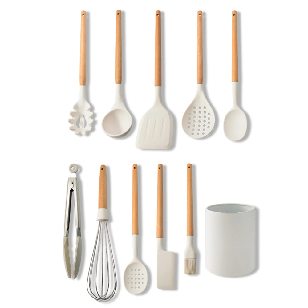 8/10/11 PCS Silicone Cooking Utensils Set Non-stick Spatula Shovel Wooden Handle Cooking Tool Set With Storage Cup Kitchen Tools 
8/10/11 PCS Silicone Cooking Utensils Set Non-stick Spatula Shovel Wooden Handle Cooking Tool Set With Storage Cup Kitchen Tools