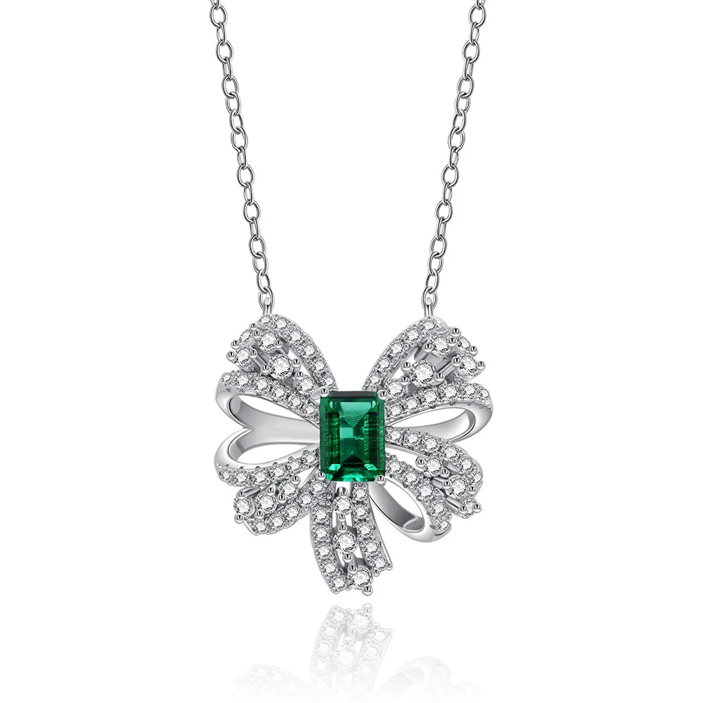 New High Quality 925 Sterling Silver Luxury Cultivated Emerald Zricon Diamond Bow Necklace Engagement Gift Exquisite Jewelry
New High Quality 925 Sterling Silver Luxury Cultivated Emerald Zricon Diamond Bow Necklace Engagement Gift Exquisite Jewelry