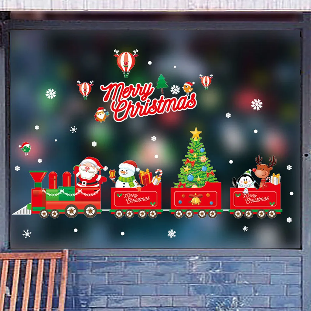 DIY веселые рождественские декоративные съемные настенные стикеры Санта Клаус