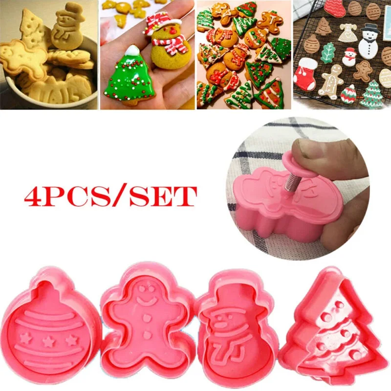 4pcs/set Diy Christmas Cookie Cutters Stamp Mold Plastic 3d Cake Biscuit Plunger Mould Pastry Baking Tools Practical Gadget
4pcs/set Diy Christmas Cookie Cutters Stamp Mold Plastic 3d Cake Biscuit Plunger Mould Pastry Baking Tools Practical Gadget